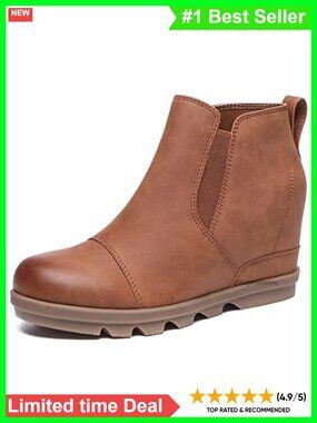 Women's Wedge Ankle Boots Comfortable Slip On Booties Leather